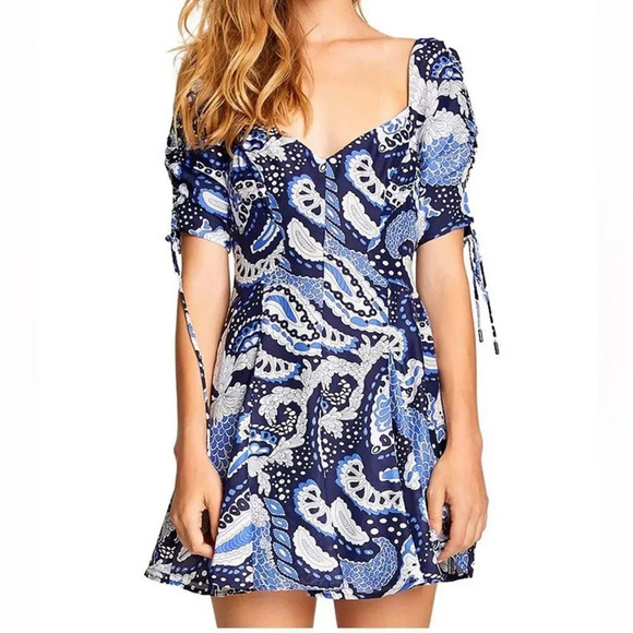 Alice McCall NEW Blue Paisley Print Tie Detail Women's Mini Dress size X… - Picture 3 of 5